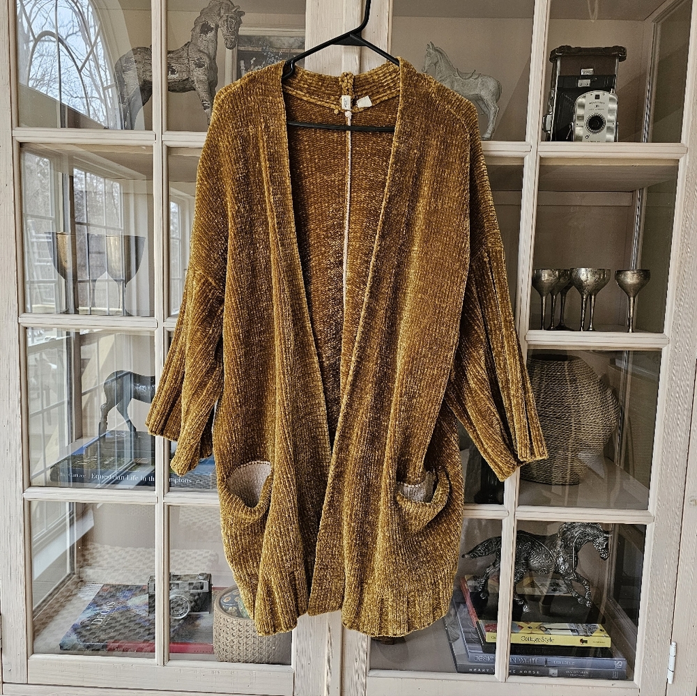 Anthropologie x Moth Chenille Chunky Open Front Sweater Cardigan
